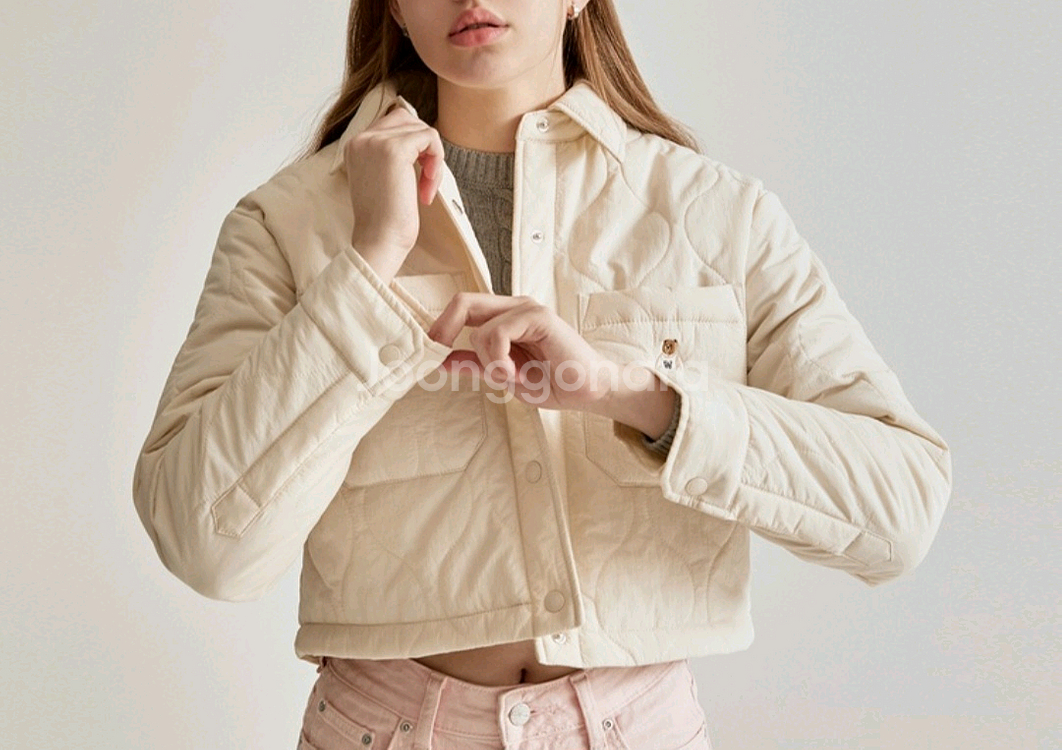 후아유 크롭 퀼팅 경량 자켓 M--0