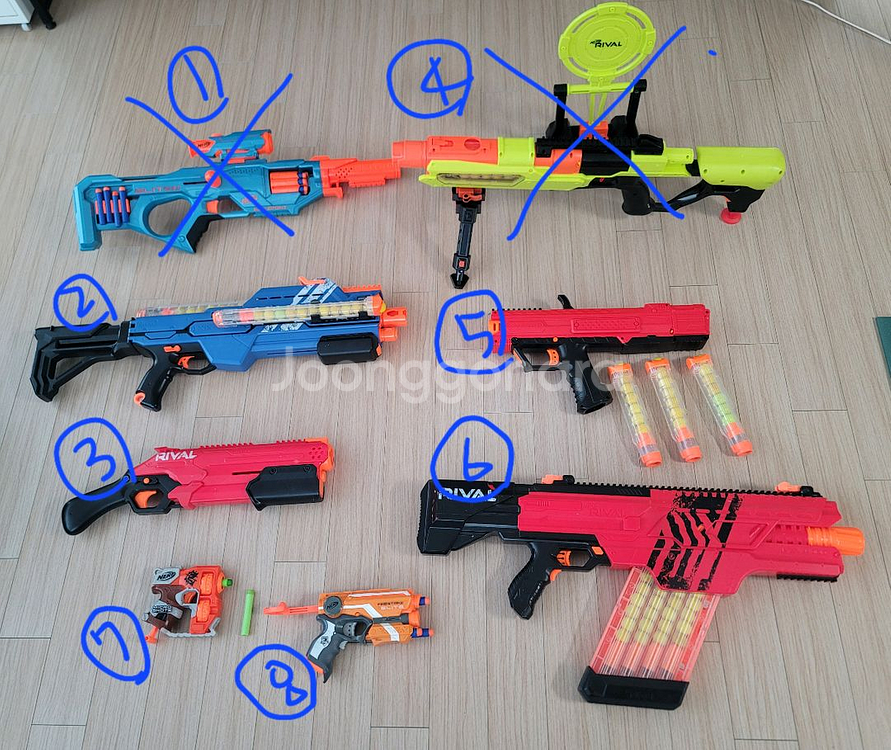 5천원부터)너프건 라이벌 해즈브로 다트총 장난감총8개--0