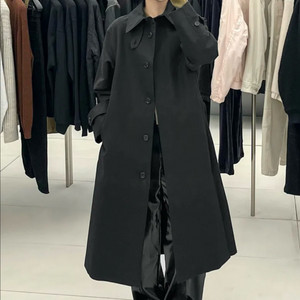 인사일런스 우먼 미니멀 싱글 트렌치 코트 블랙 s