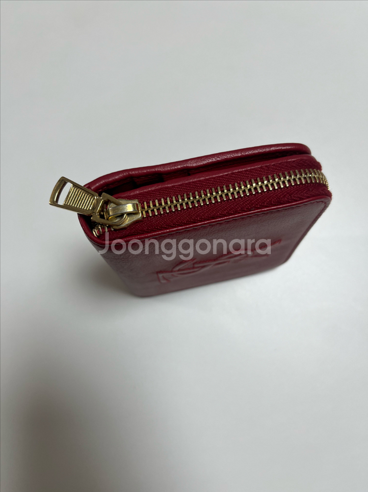생로랑 YSL 로고 레더 지퍼 카드지갑--1