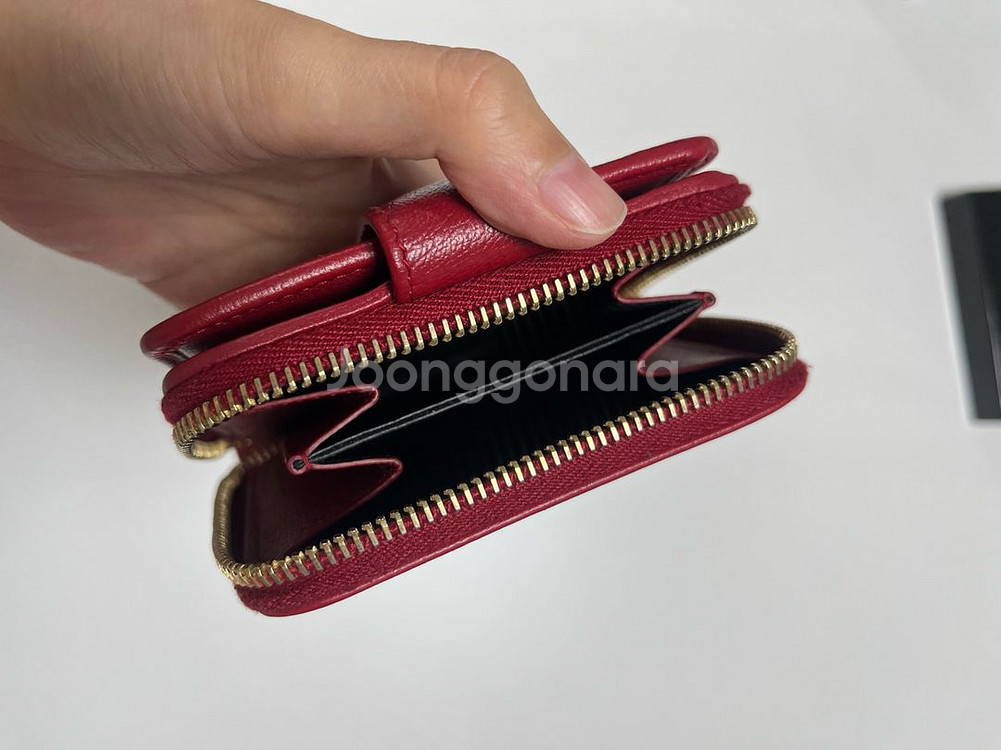 생로랑 YSL 로고 레더 지퍼 카드지갑--5