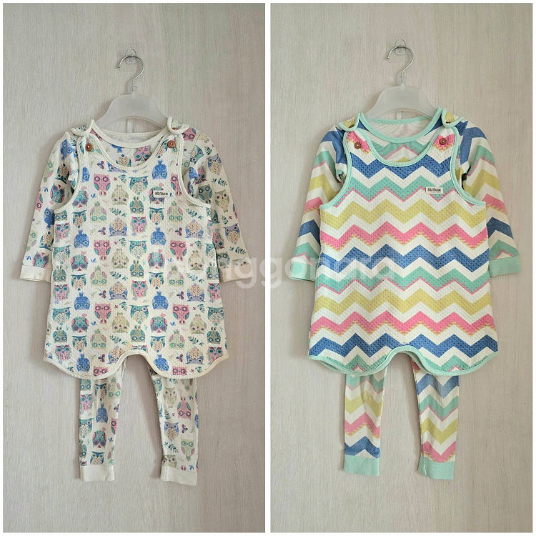 마밤오가닉 유아동 보온수면조끼 긴팔실내복 상하세트 100사이즈 잠옷 6종 일괄--0