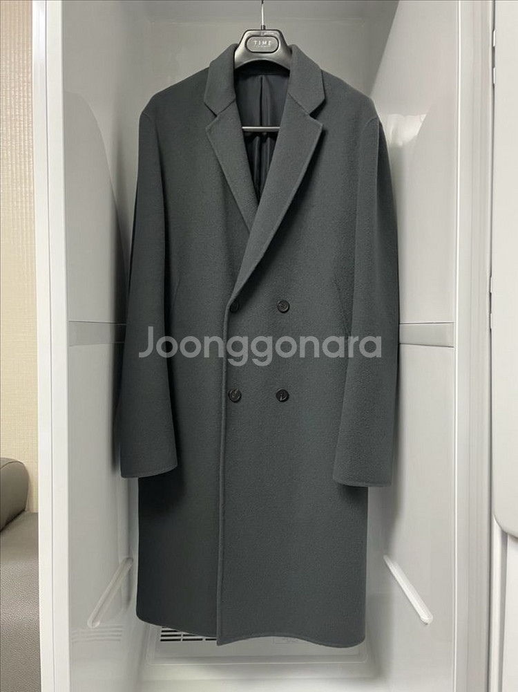 타임옴므 스모크그린 캐시미어 핸드메이드 더블코트 105--0