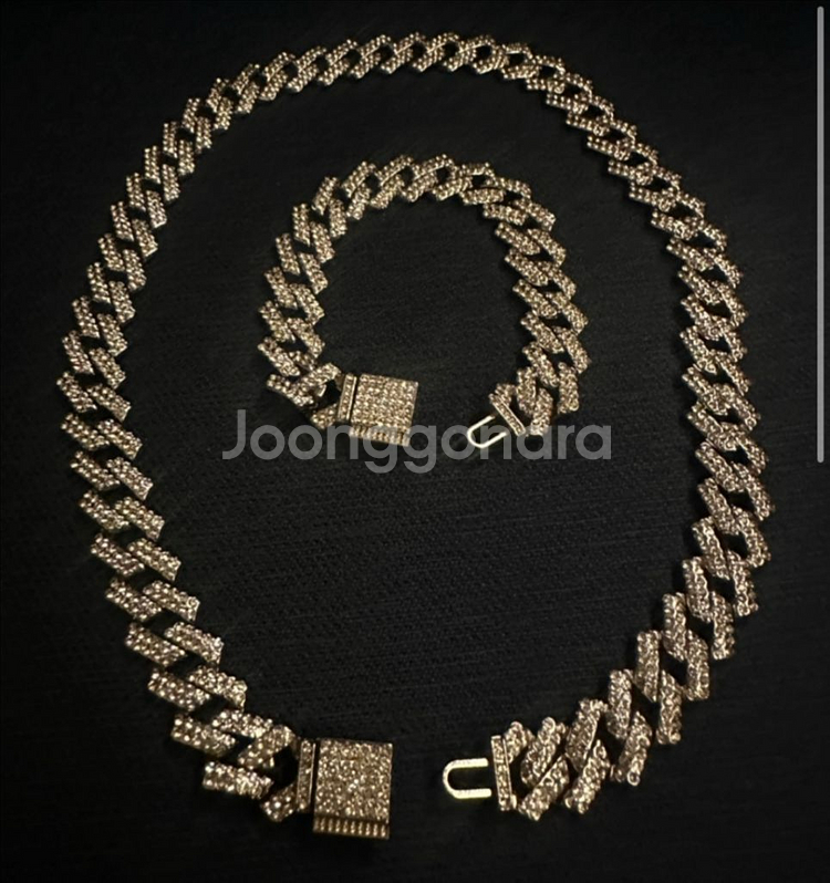 크리스탈 장식 팔찌 시계 목걸이 세트--0