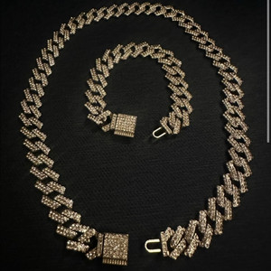 크리스탈 장식 팔찌 시계 목걸이 세트