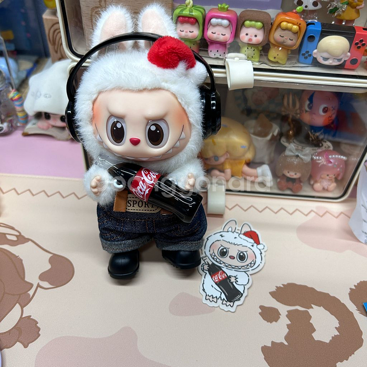 정품 팝마트 라부부 코카콜라 옷포함 인형키링--0