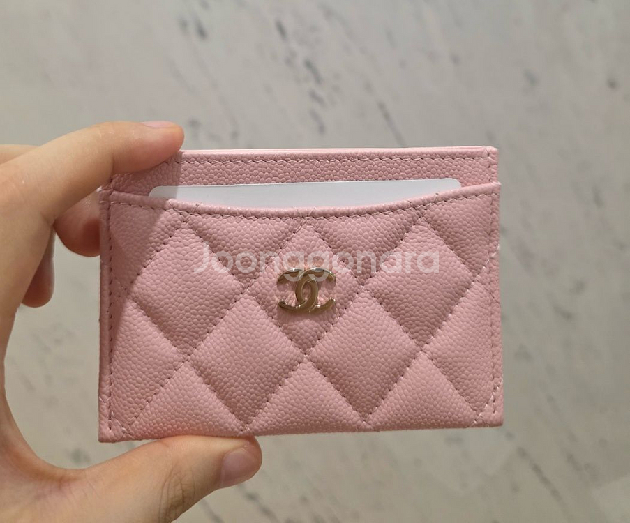 샤넬 클래식 카드슬롯 연핑크 딸기우유핑크 새상품--0