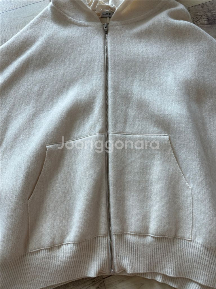 제평 스미스 울캐시 혼방 후드 판쵸니트--2