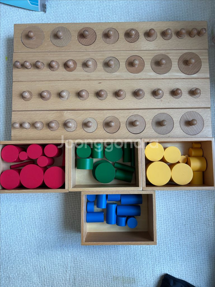 루덴스 몬테소리 10구 원목 꼭지 원기둥 + 색기둥--0