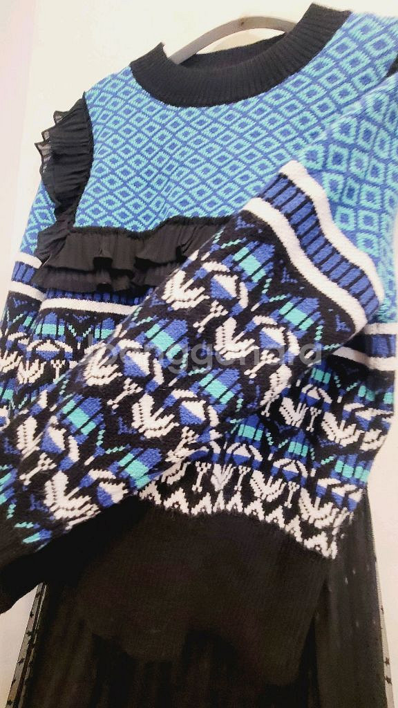 프릴 에스닉 포근니트. 오즈세컨 도트샤 스커트--10