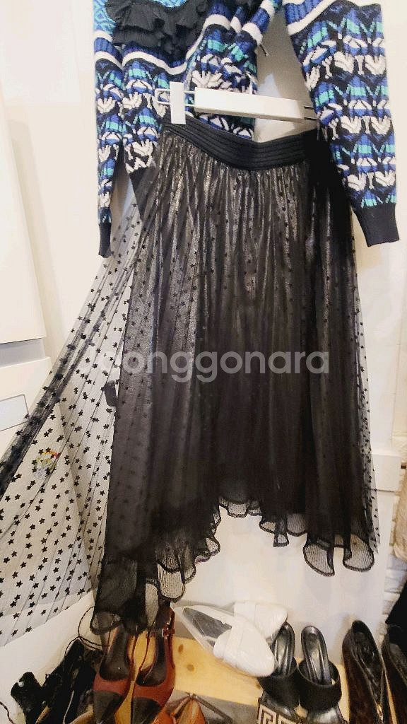 프릴 에스닉 포근니트. 오즈세컨 도트샤 스커트--8