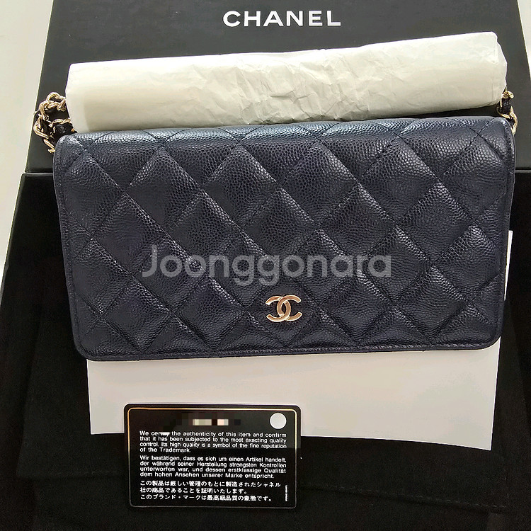 정품인증)샤넬 캐비어 WOC 미니크로스백 네이비--1