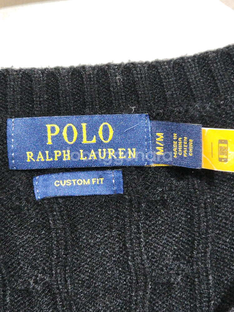 (L) 랄프로렌 폴로 꽈배기 니트 블랙 케이블 스웨터 브이넥--2