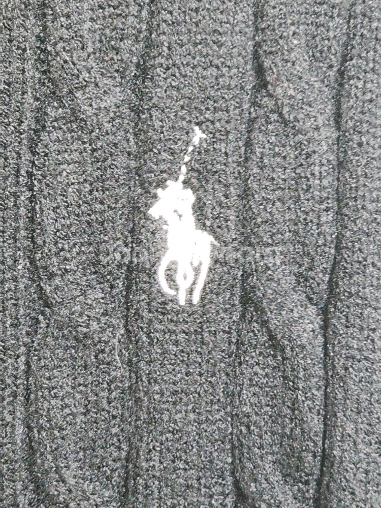 (L) 랄프로렌 폴로 꽈배기 니트 블랙 케이블 스웨터 브이넥--3