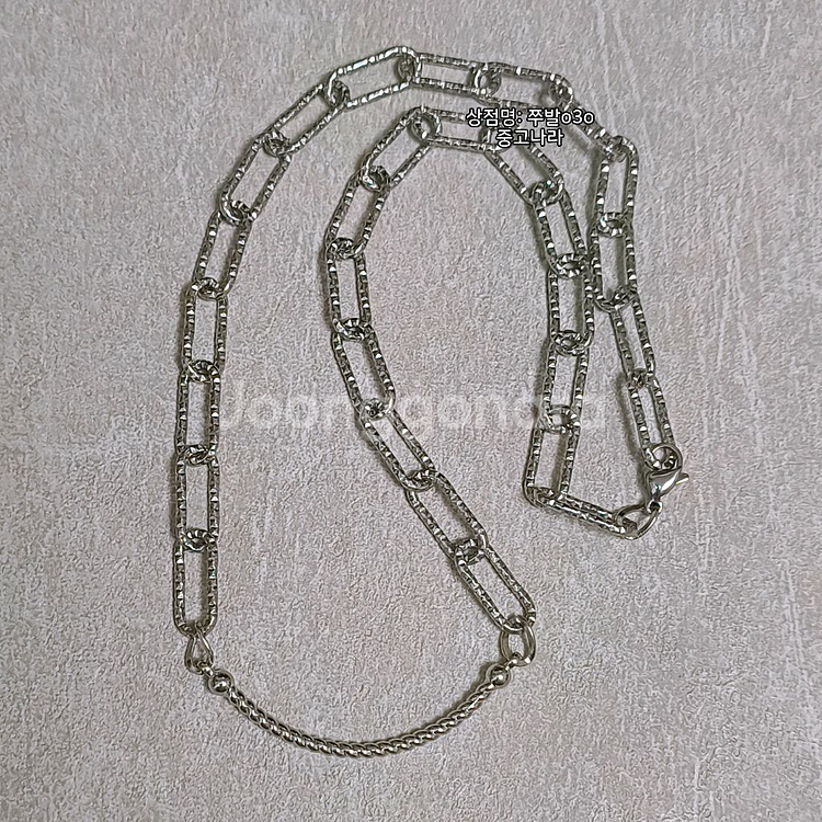 화이트 골드 컷팅 써지컬 티타늄 스틸 체인 목걸이--0