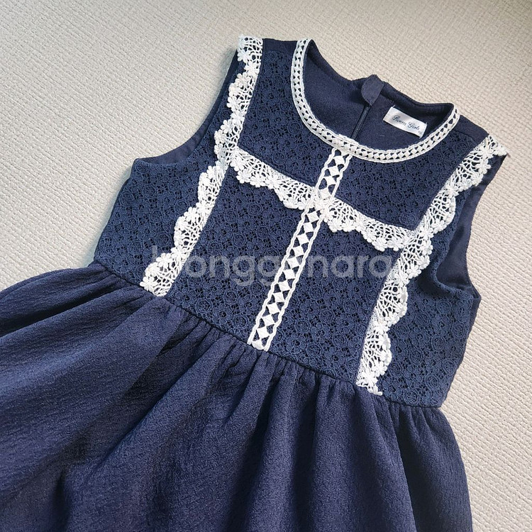 로엠걸즈 네이비 레이스 원피스 140-150--0