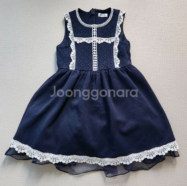 로엠걸즈 네이비 레이스 원피스 140-150--3