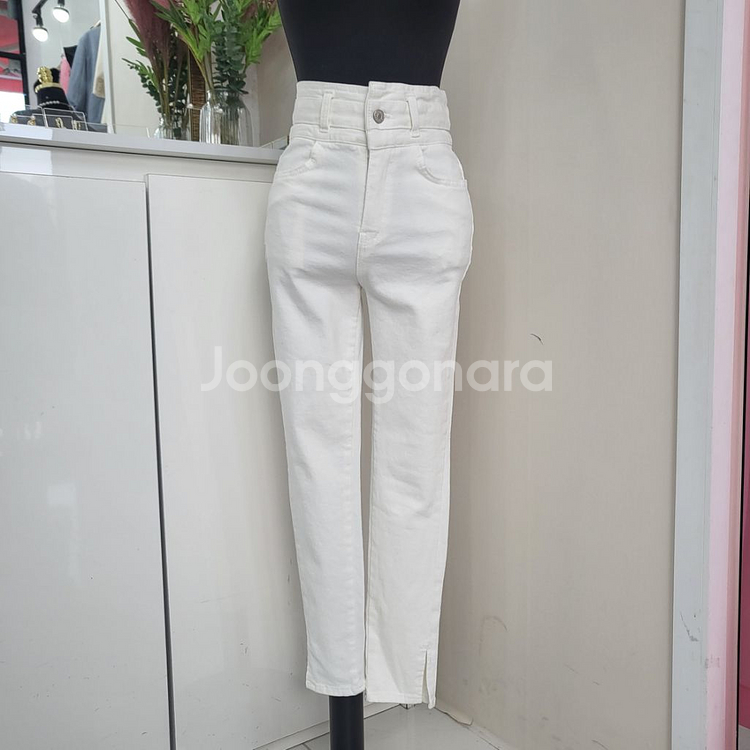 원버튼 하이웨스트 기모 스키니팬츠(S,M)--0