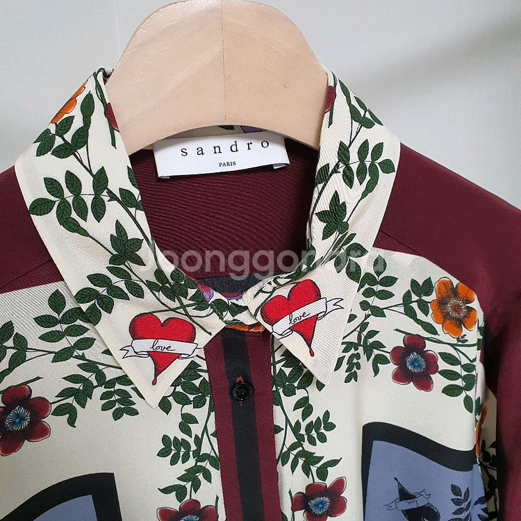 산드로 플라워 실크 블라우스--1