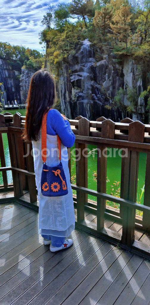 핸드메이드 가방 뜨개질 버킷백--2