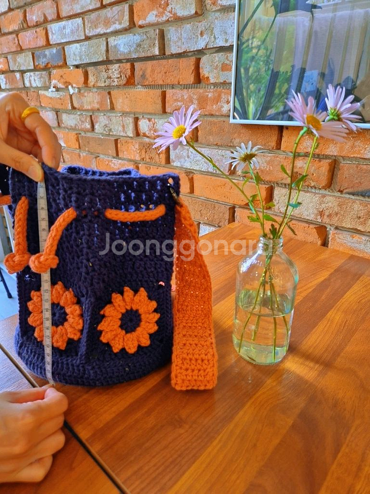 핸드메이드 가방 뜨개질 버킷백--4