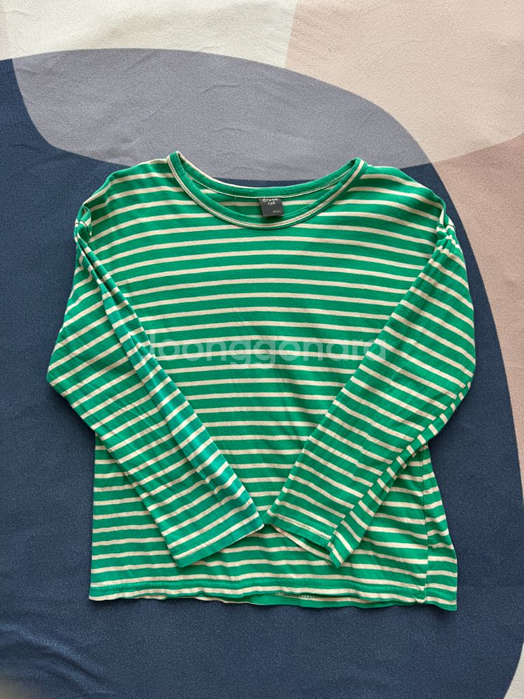 녹색 스트라이프 아동 티셔츠--0