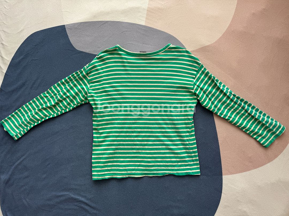 녹색 스트라이프 아동 티셔츠--3