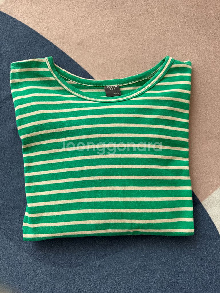 녹색 스트라이프 아동 티셔츠--4