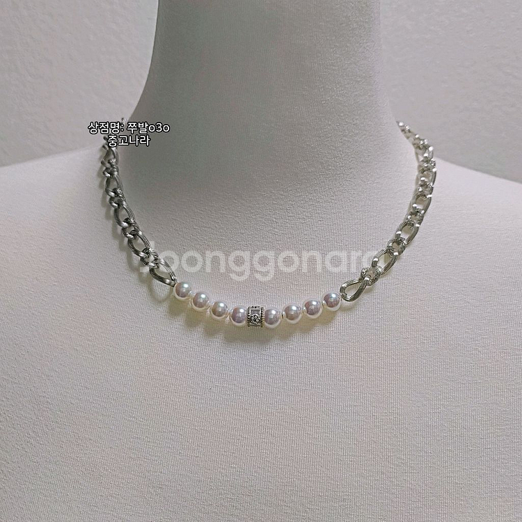 아코야 퀄 진주 써지컬 티타늄 스틸 체인 목걸이--3