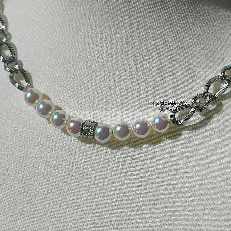 아코야 퀄 진주 써지컬 티타늄 스틸 체인 목걸이--4