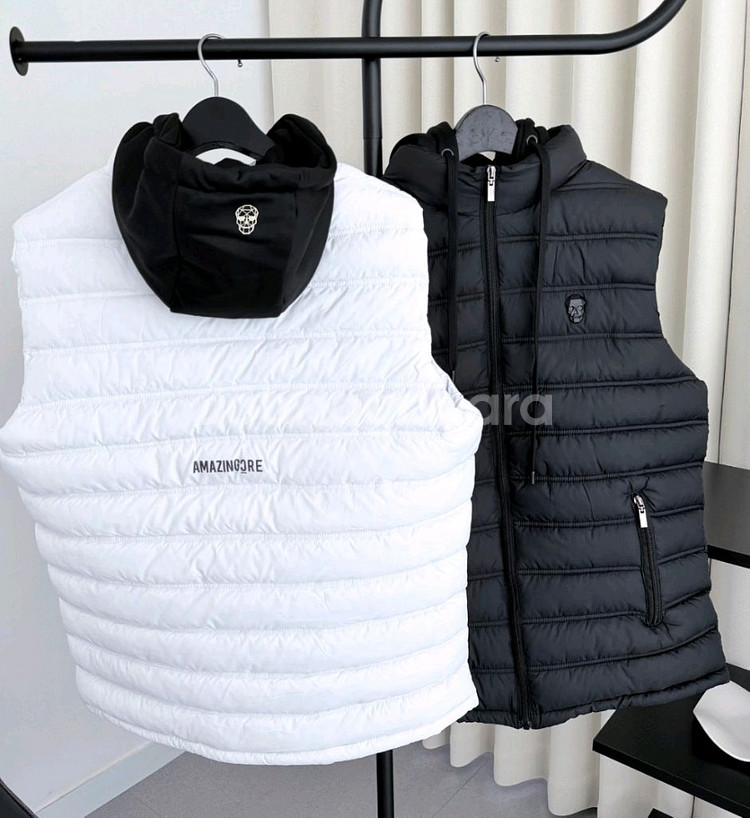 어메이징크리 후드 골프 패딩조끼--1