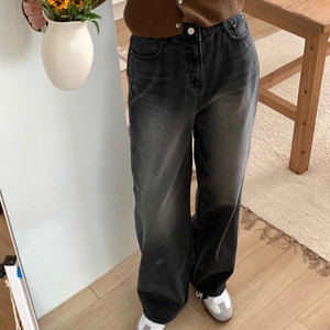 [새상품/오늘만 할인/무배]블랙 샌드 와이드 데님 S