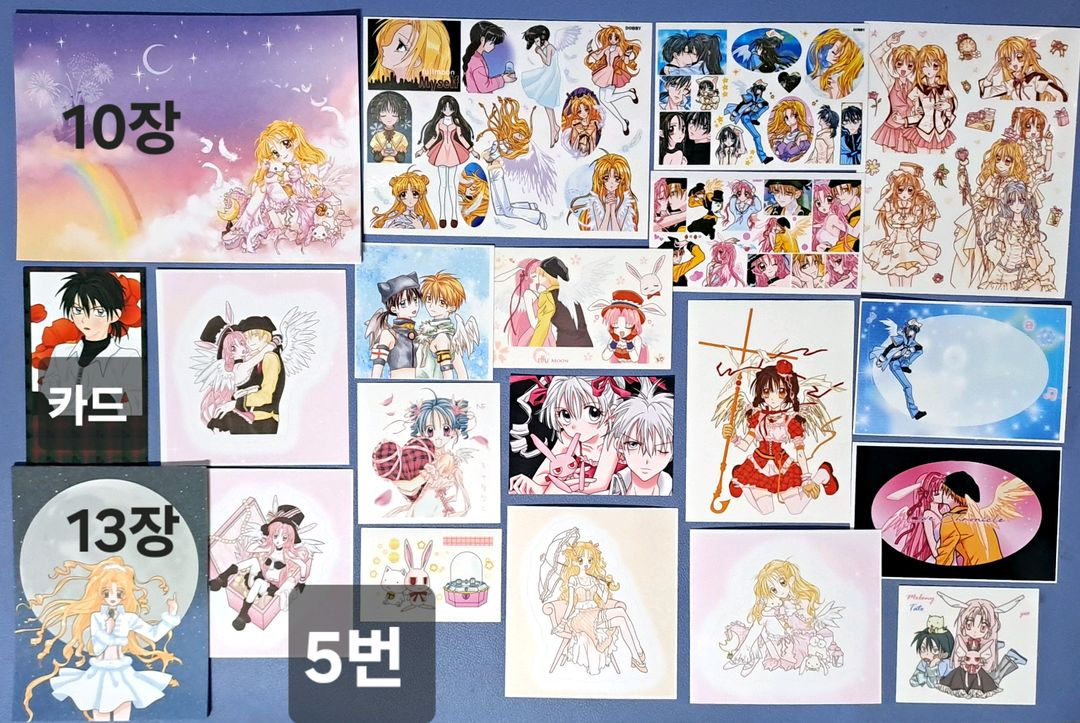 세트)달빛천사,잔느,신사동맹 다꾸 굿즈(애니인스,메모지,카드,스티커 이미지