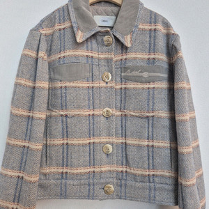 DEWL 체크 누빔 숏 자켓 코듀로이 카라