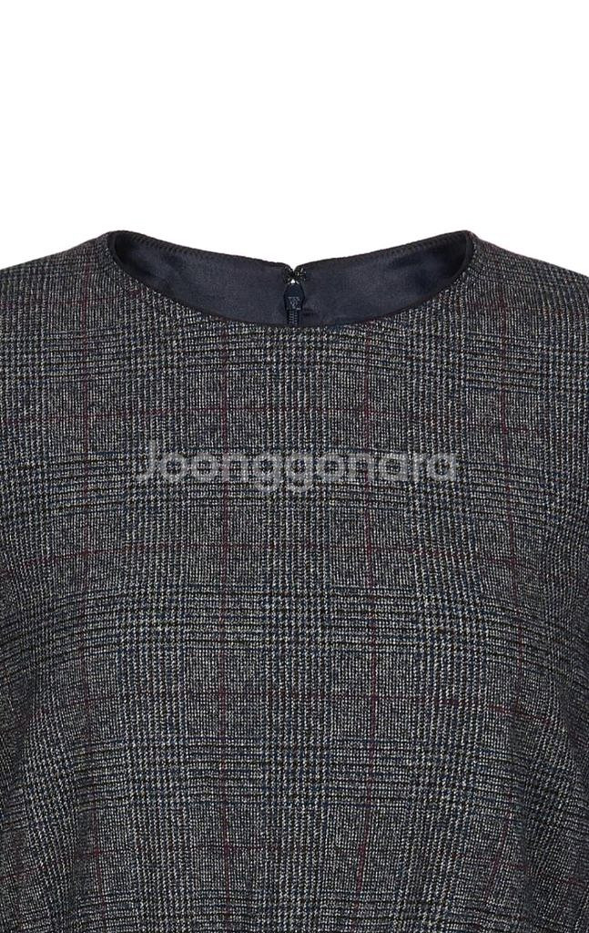 헤지스레이디스 그레이 체크배색 울혼방 미디원피스 66--3