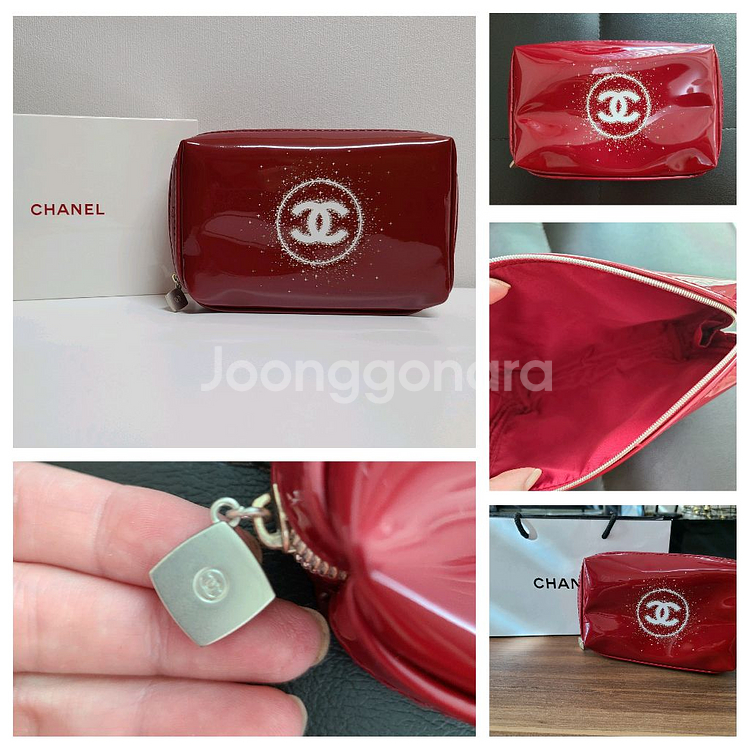 정품) 샤넬 레드 애나멜 파우치 (코스메틱)--0