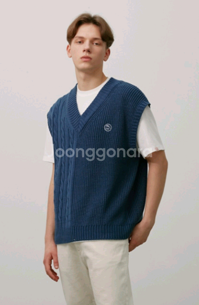 와이케이 니트베스트 (네이비)--3