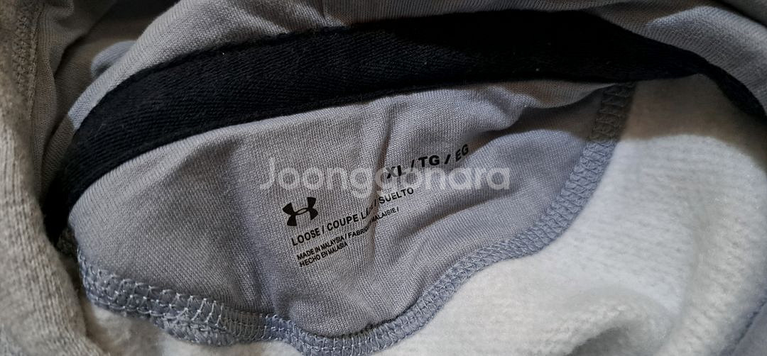 (무료배송)언더아머 그레이 기모 프린팅 후드티(XL)--3