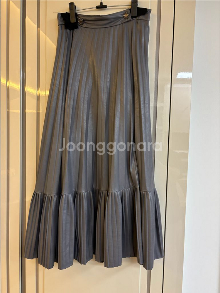 듀엘 레더 플리츠 스커트--0