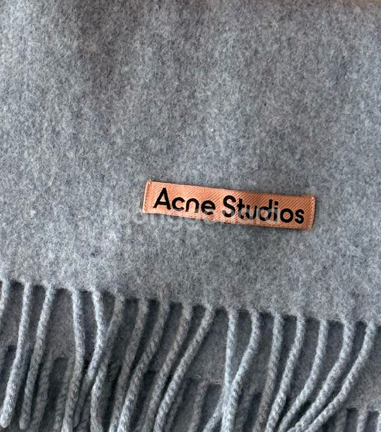 아크네 스튜디오 프린지 울 스카프 (슬림) 파우더 블루 멜란지--3