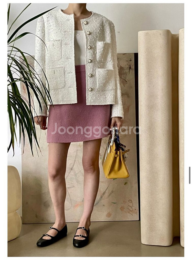 쎄모먼 Cashmere Rose 트위드 스커트 34 (이태리 캄포레 원단)--1