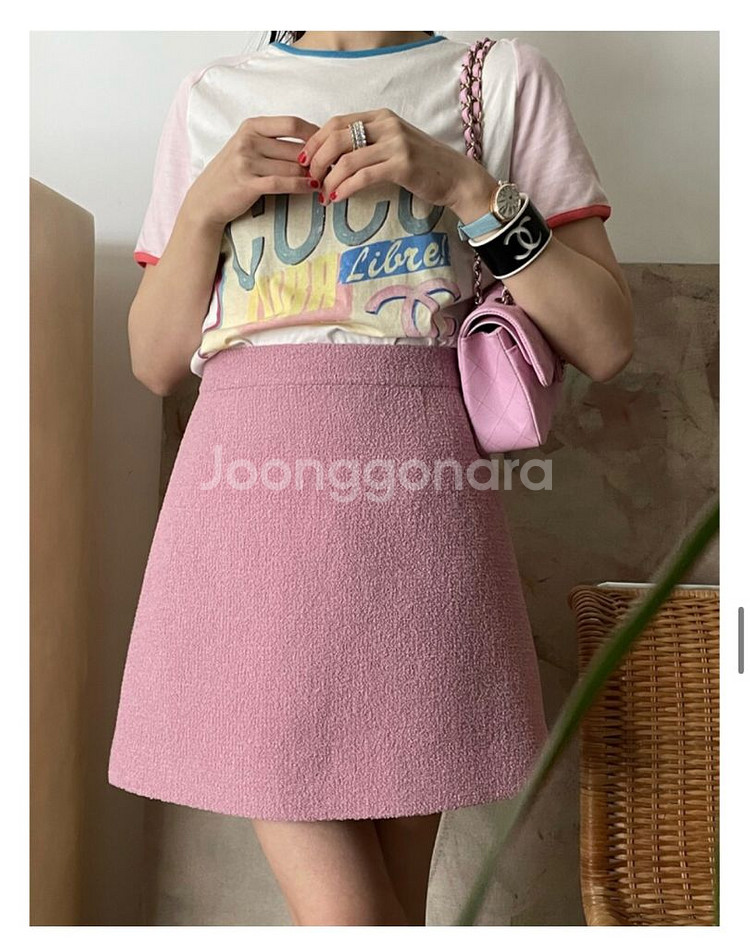 쎄모먼 Cashmere Rose 트위드 스커트 34 (이태리 캄포레 원단)--6