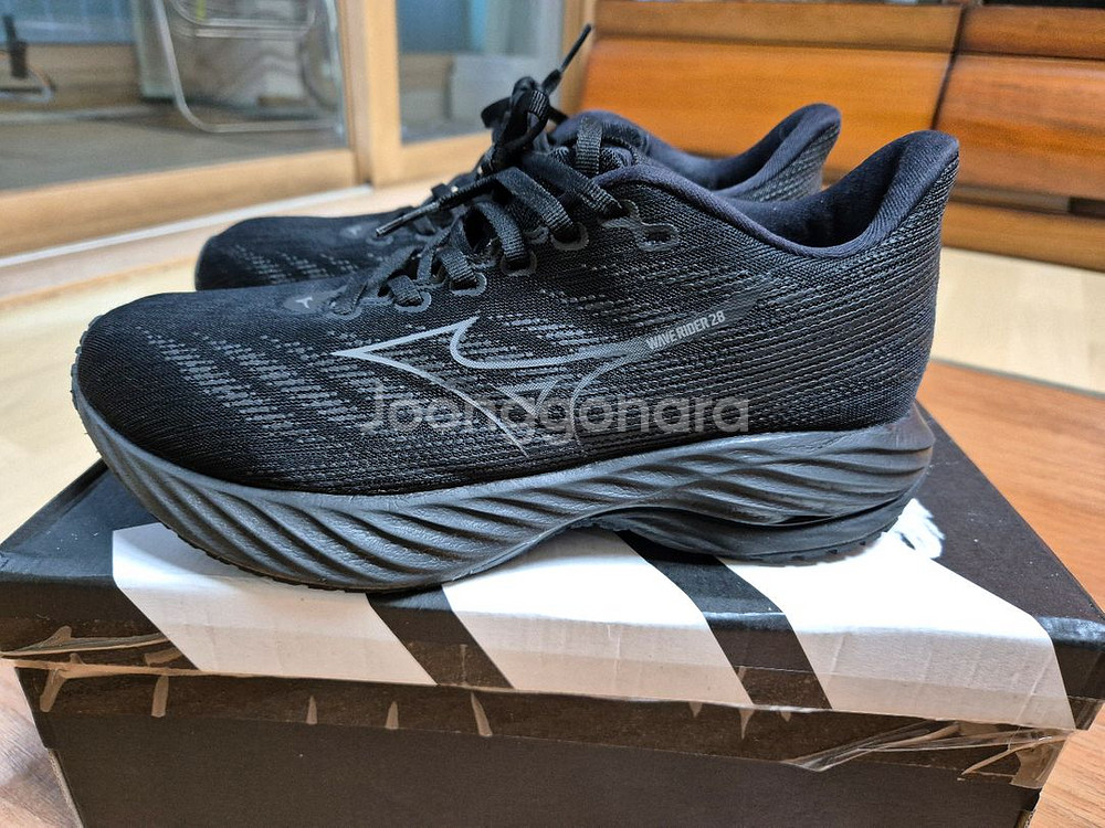 미즈노 웨이브 라이더 28 올블랙--2