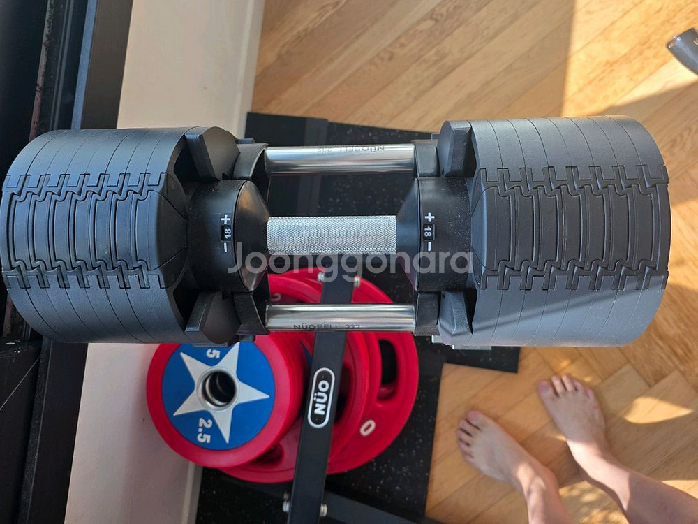 누오덤벨 32키로 거치대포함 팝니다.--2