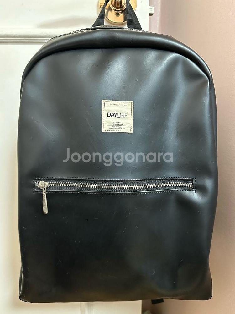 블랙 가죽 백팩--0