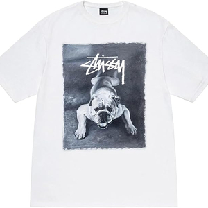 스투시 불독 티 1904844 그래픽 프린트 반팔 티셔츠 (M, 화이트)