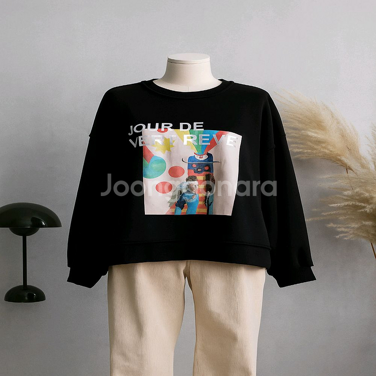 프린팅 루즈핏 맨투맨, 오버핏 감성티 데일리룩ㅡ무배--5