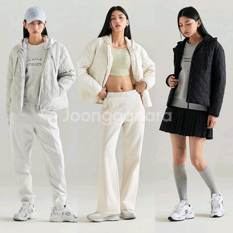 뉴발란스 퀼팅 후드 집업 자켓 M 새제품--0