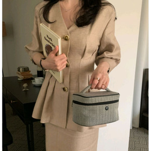 봉긋 소프트스퀘어백 헤링본블랙 큰사이즈