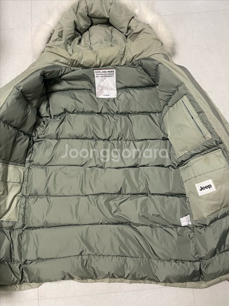 지프 덕다운 야상패딩점퍼 m사이즈 카키색--2